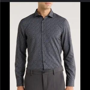 Perry Ellis Black and White Speckled Shirt